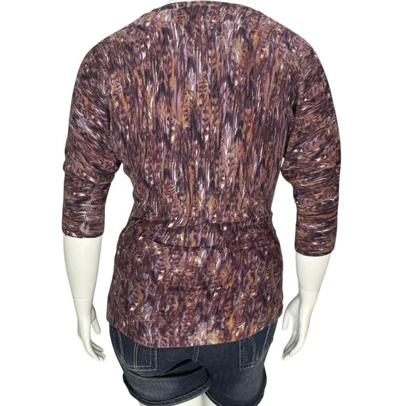 NEW Calvin Klein Dolman Sleeve Textured Knit Top Brown Purple Fall Boho Casual M - Picture 7 of 12